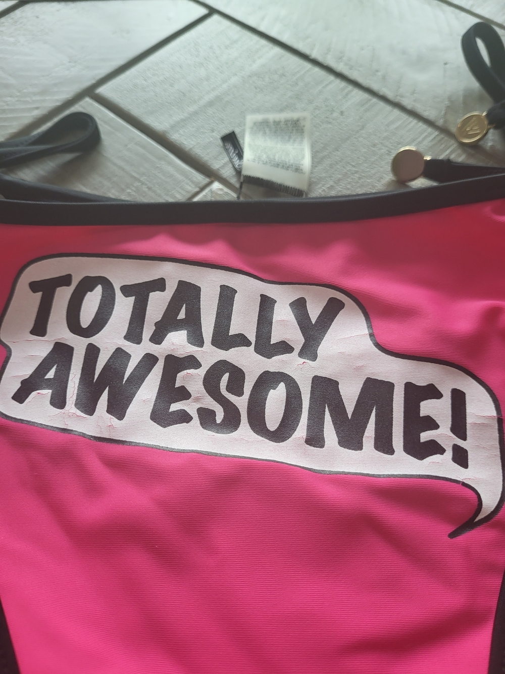 Wildfox Pink "Totally Awesome" Triangle Bikini Bottom Side Ties